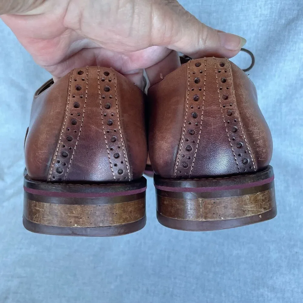 Johnston & Murphy TRUFOAM Mens Brown Leather Brogue Cap Toe Derby Shoes